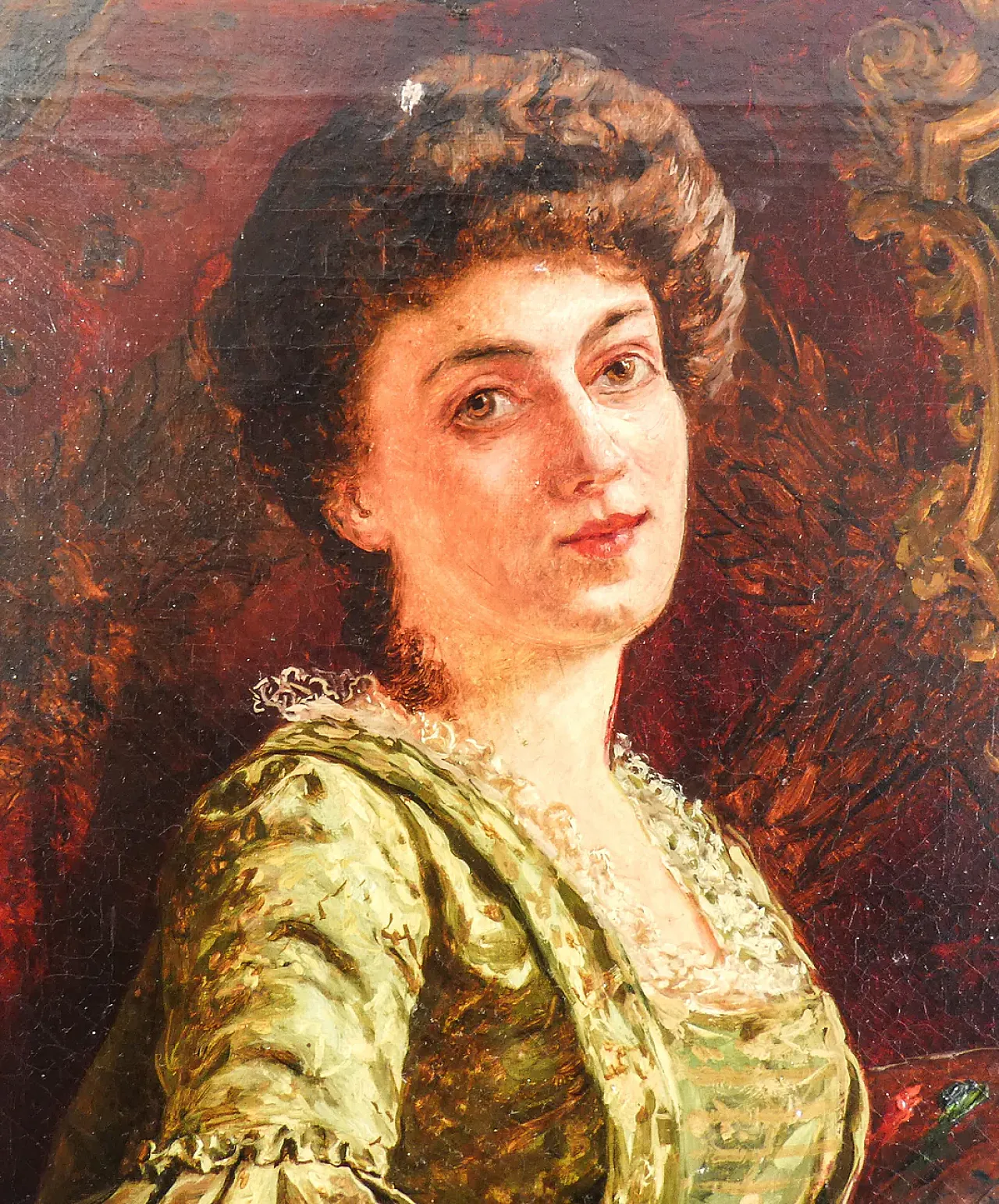 La pittrice di Arnaldo Tamburini, olio su tela, '800 2