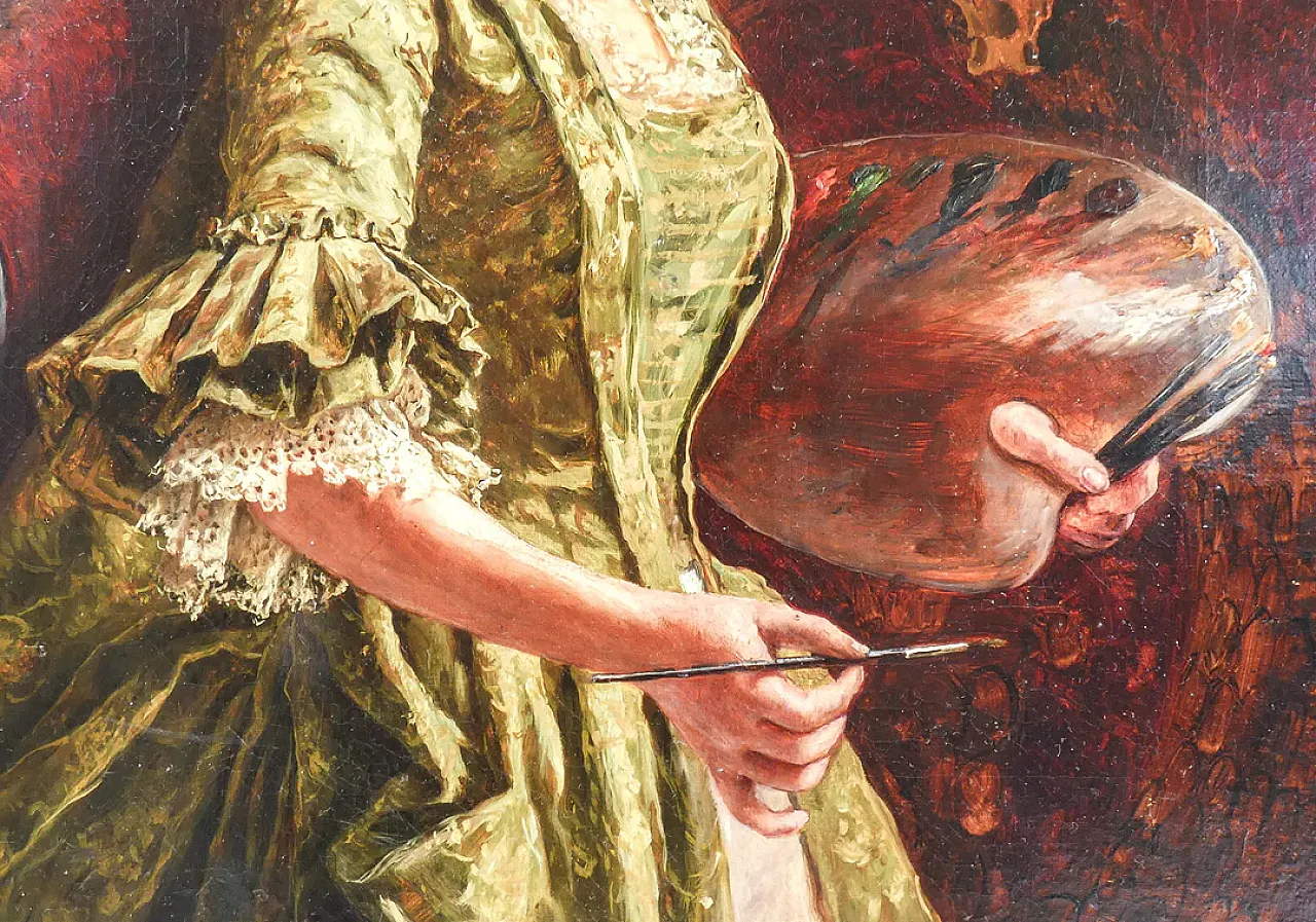 La pittrice di Arnaldo Tamburini, olio su tela, '800 6