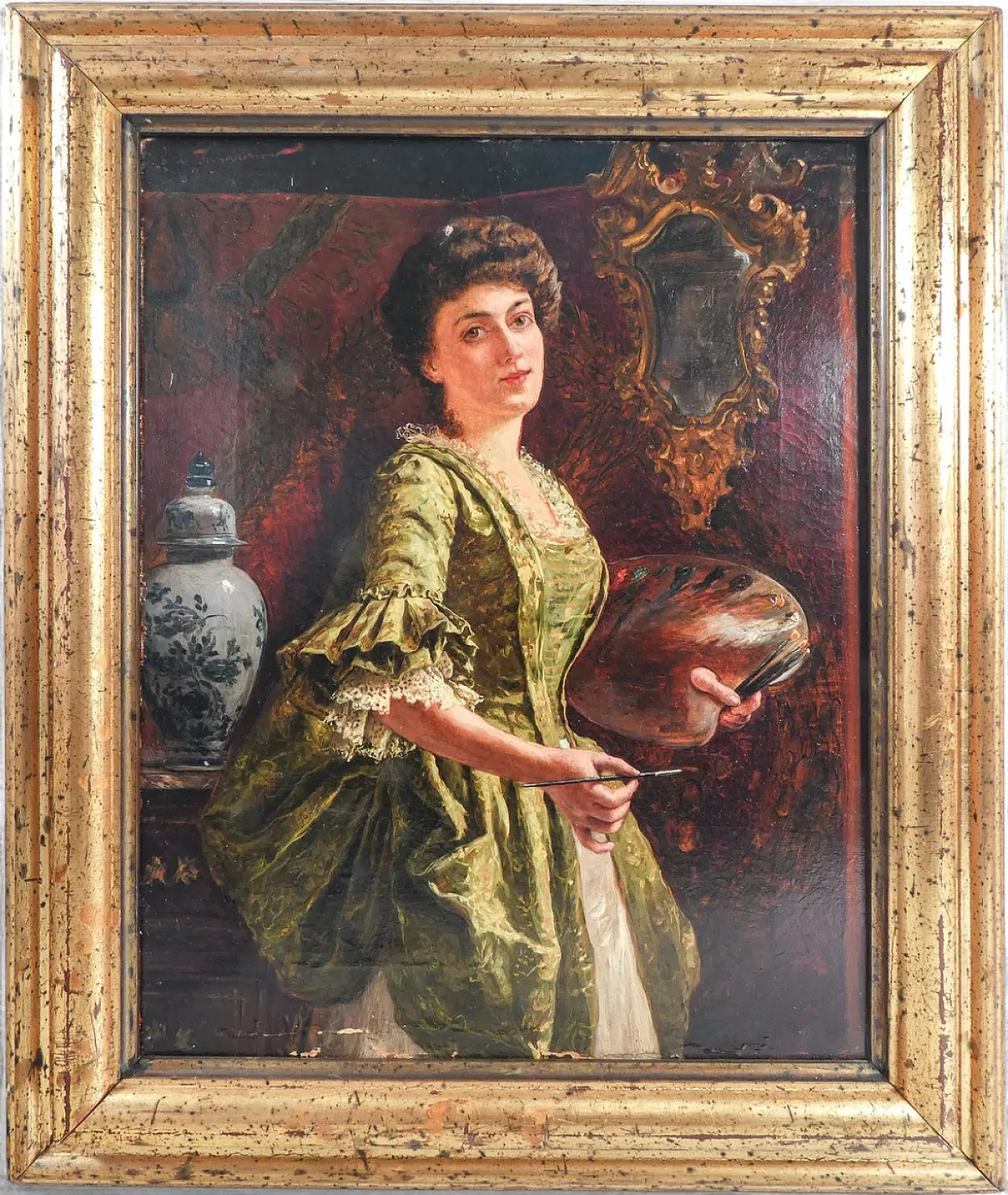 La pittrice di Arnaldo Tamburini, olio su tela, '800 12