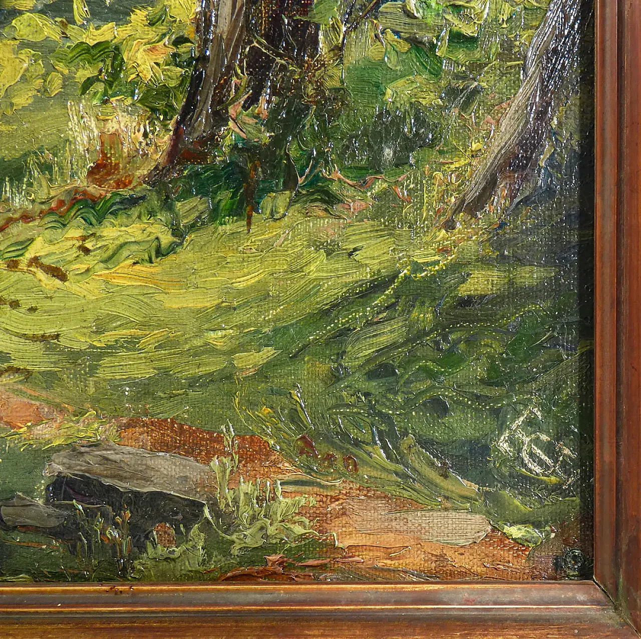 Paesaggio boschivo, olio su tela, primo '900 5