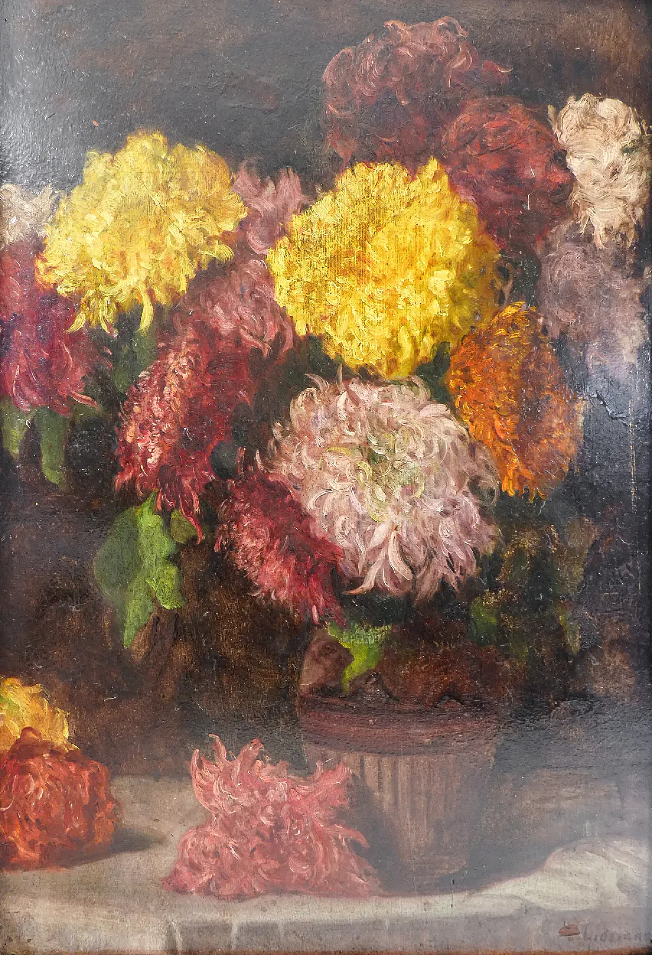 Crisantemi, olio su tela, metà '900 2