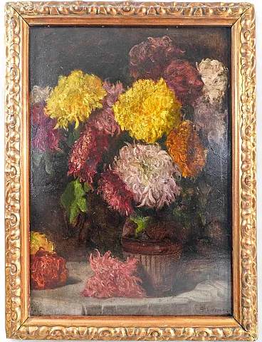 Crisantemi, olio su tela, metà '900
