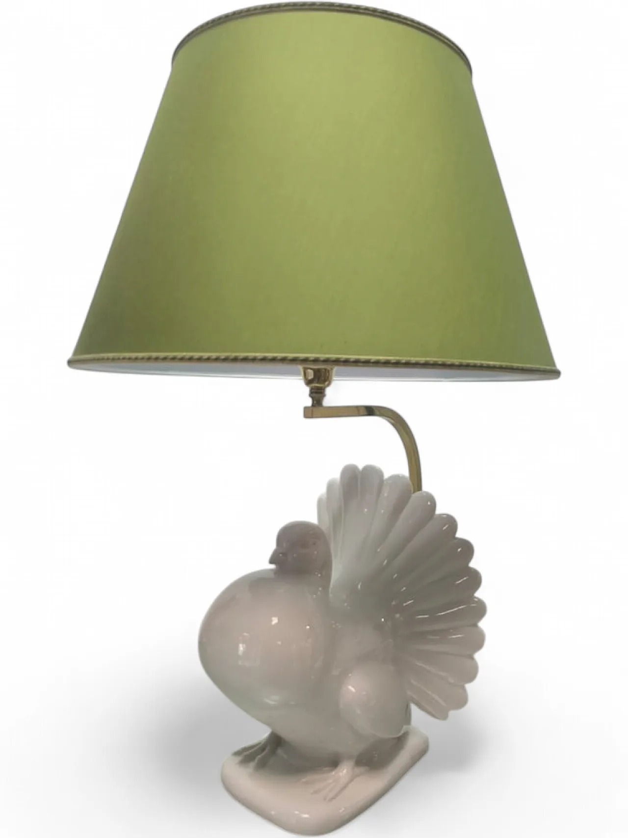 Lampada in porcellana con paralume in tessuto, anni '70 23