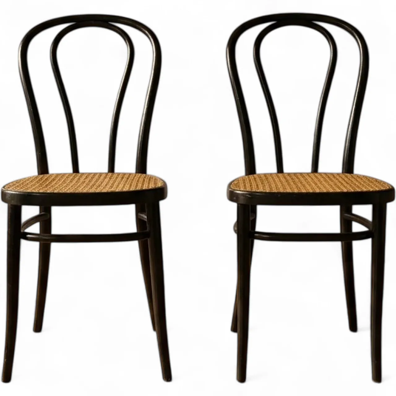 Pair of chairs in bentwood and Vienna straw seats, 1960s 12