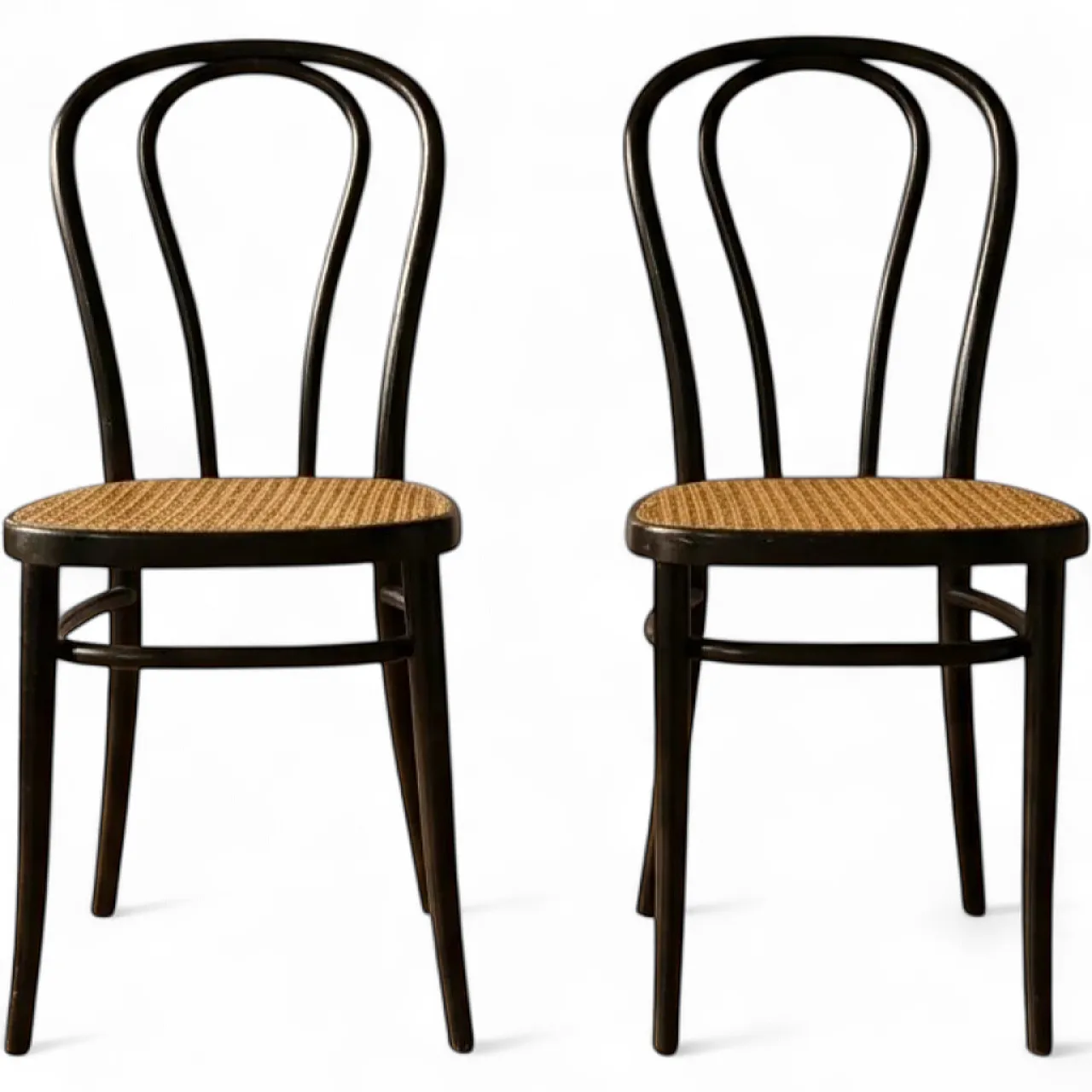 Pair of chairs in bentwood and Vienna straw seats, 1960s 13