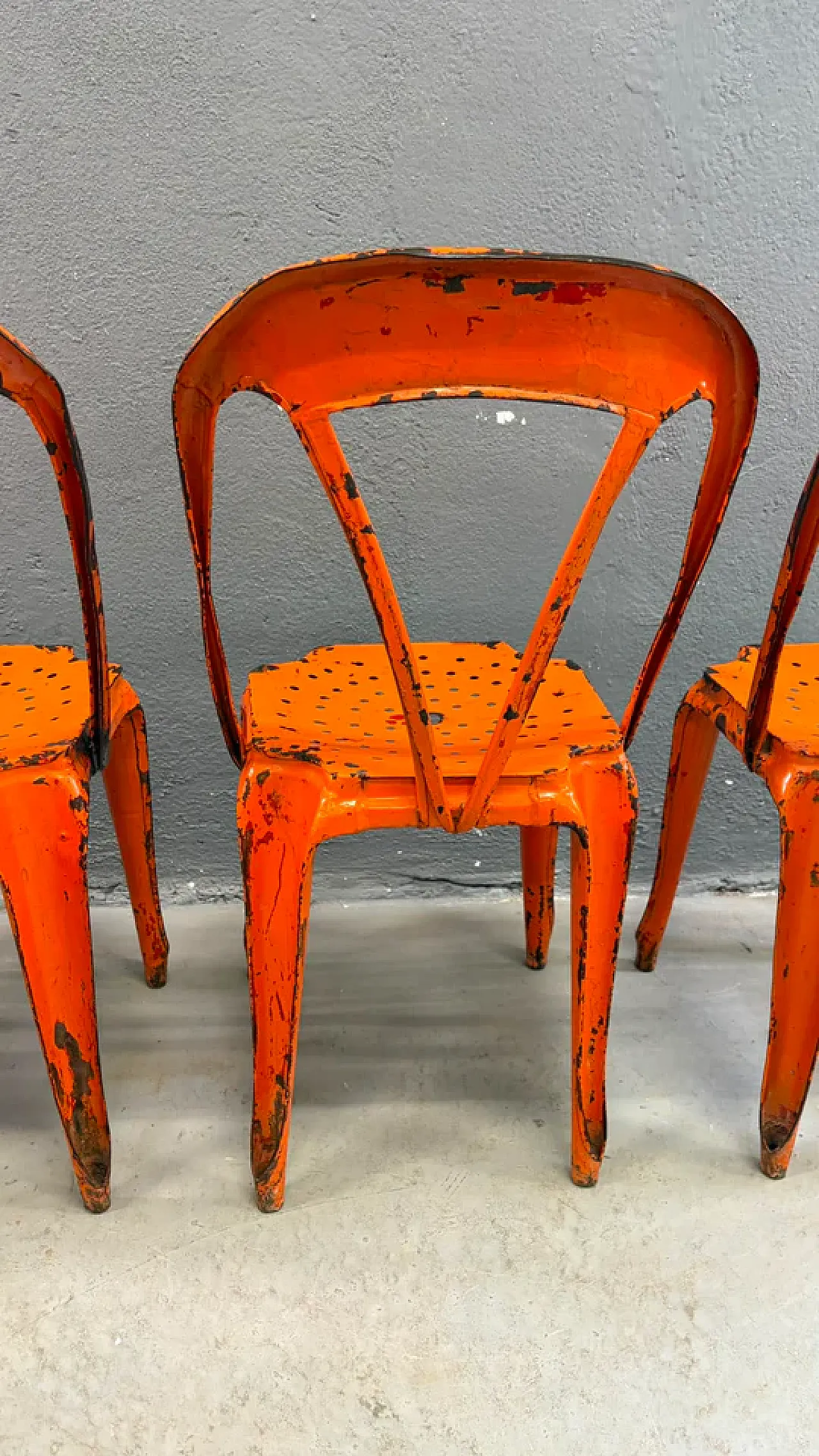 4 Industrial metal chairs by Joseph Mathieu in painted steel, 1920s 3
