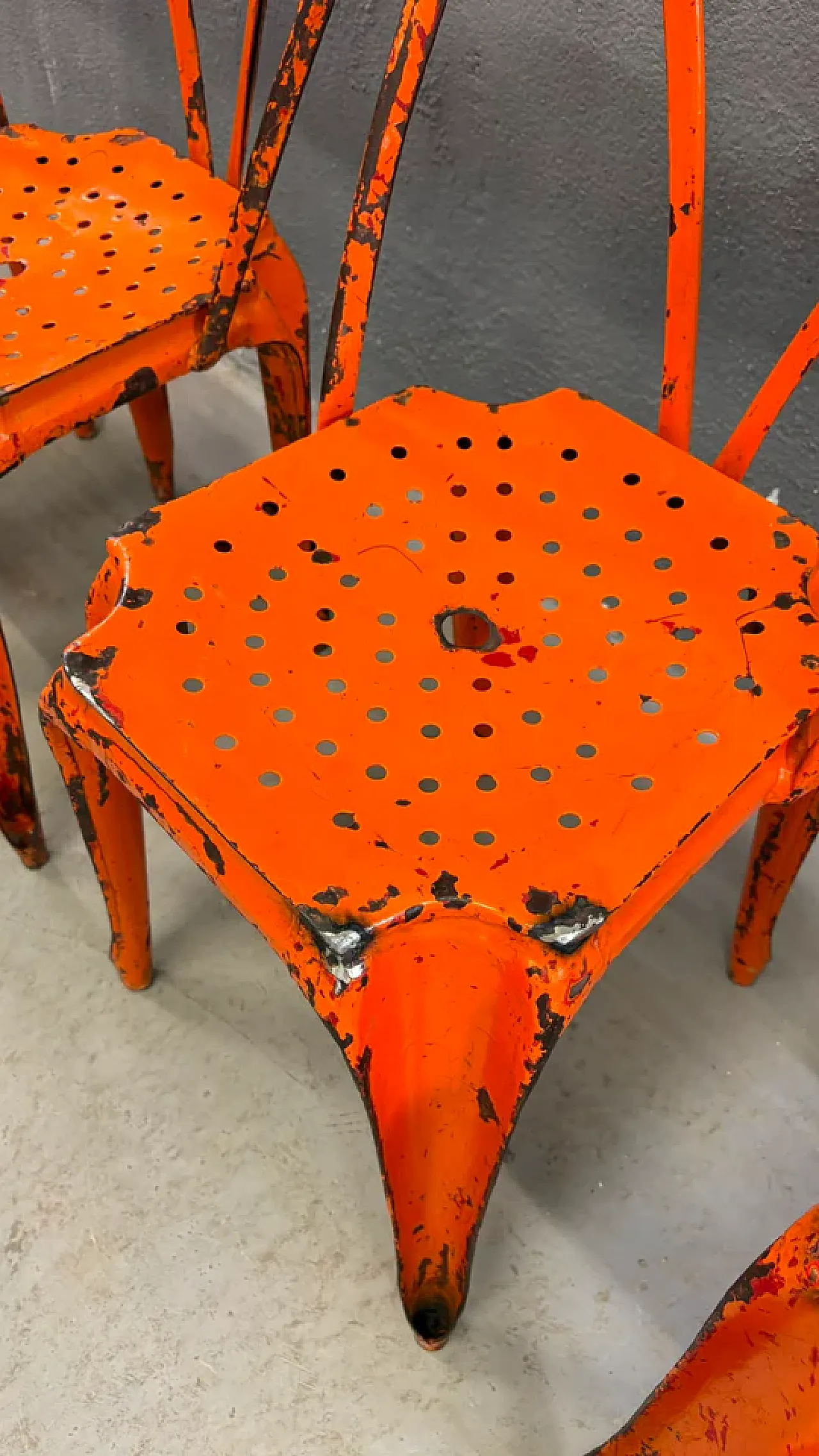 4 Industrial metal chairs by Joseph Mathieu in painted steel, 1920s 7