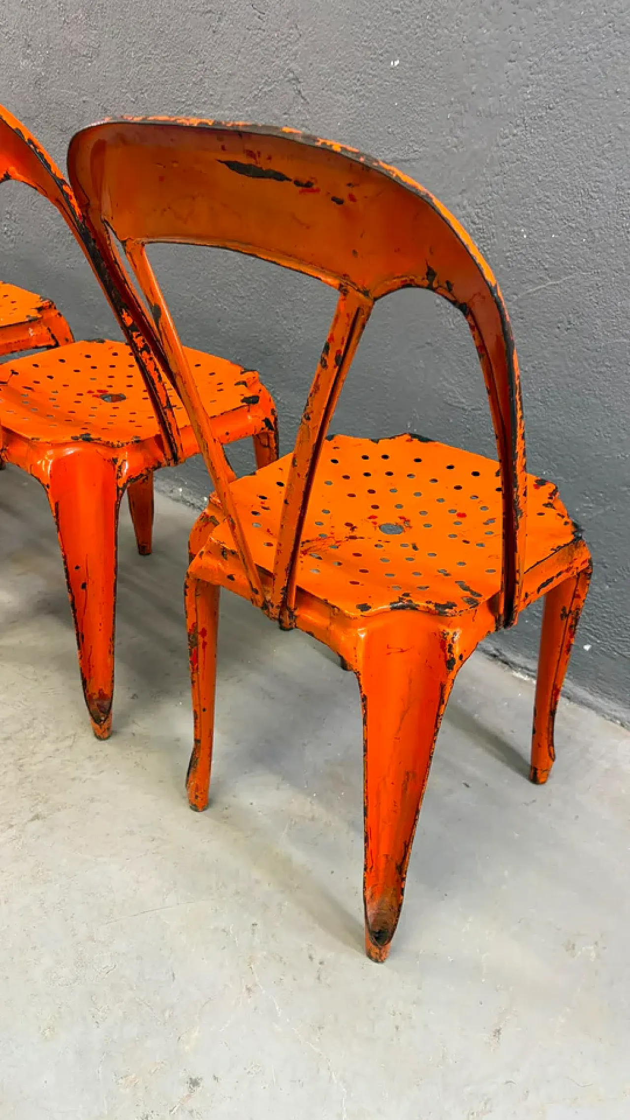 4 Industrial metal chairs by Joseph Mathieu in painted steel, 1920s 9