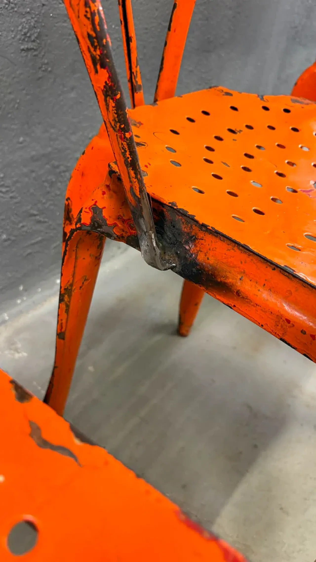 4 Industrial metal chairs by Joseph Mathieu in painted steel, 1920s 10