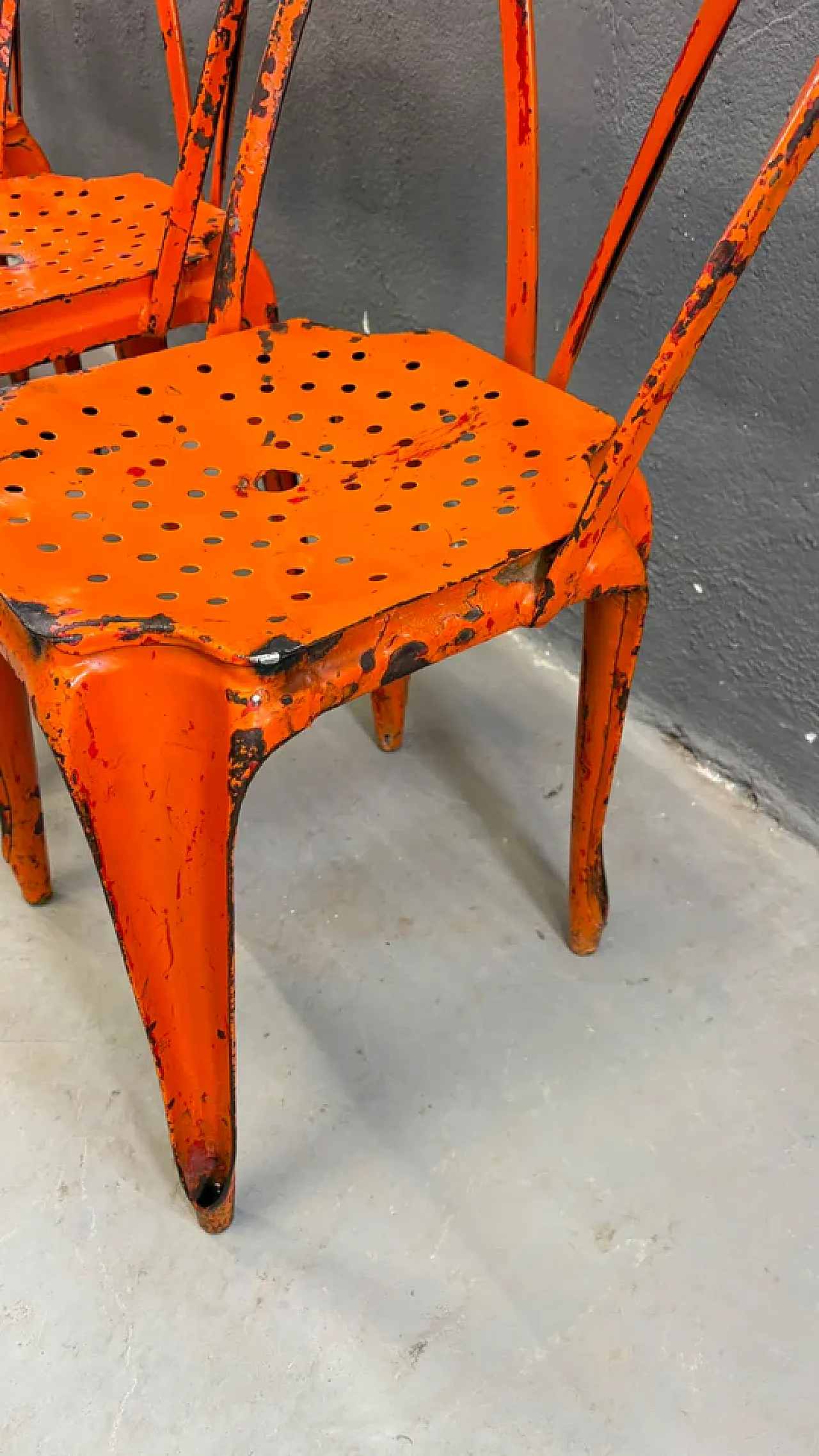 4 Industrial metal chairs by Joseph Mathieu in painted steel, 1920s 12
