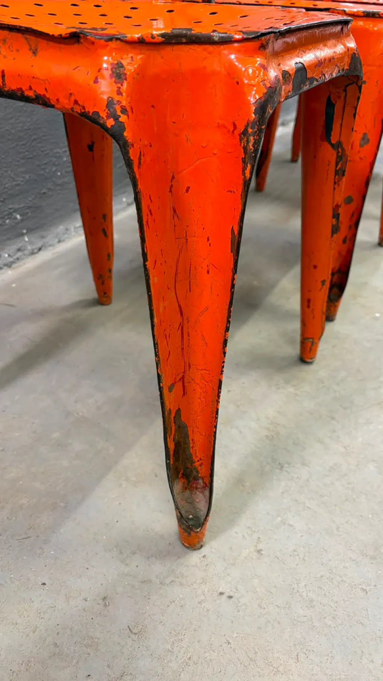4 Industrial metal chairs by Joseph Mathieu in painted steel, 1920s 13