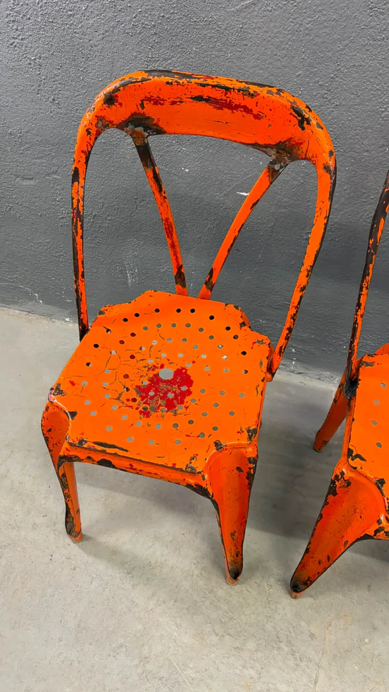 4 Industrial metal chairs by Joseph Mathieu in painted steel, 1920s 14