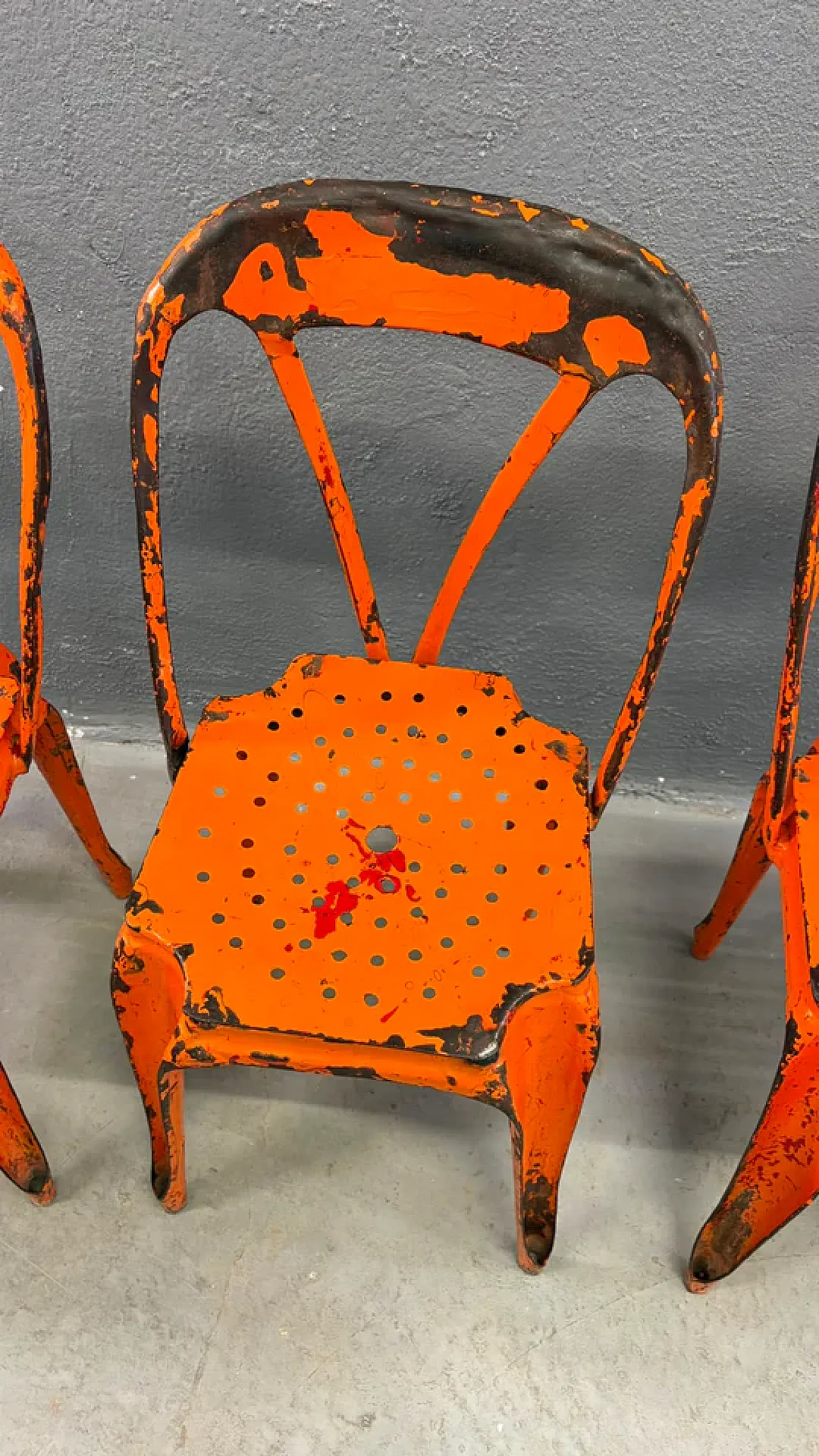 4 Industrial metal chairs by Joseph Mathieu in painted steel, 1920s 15