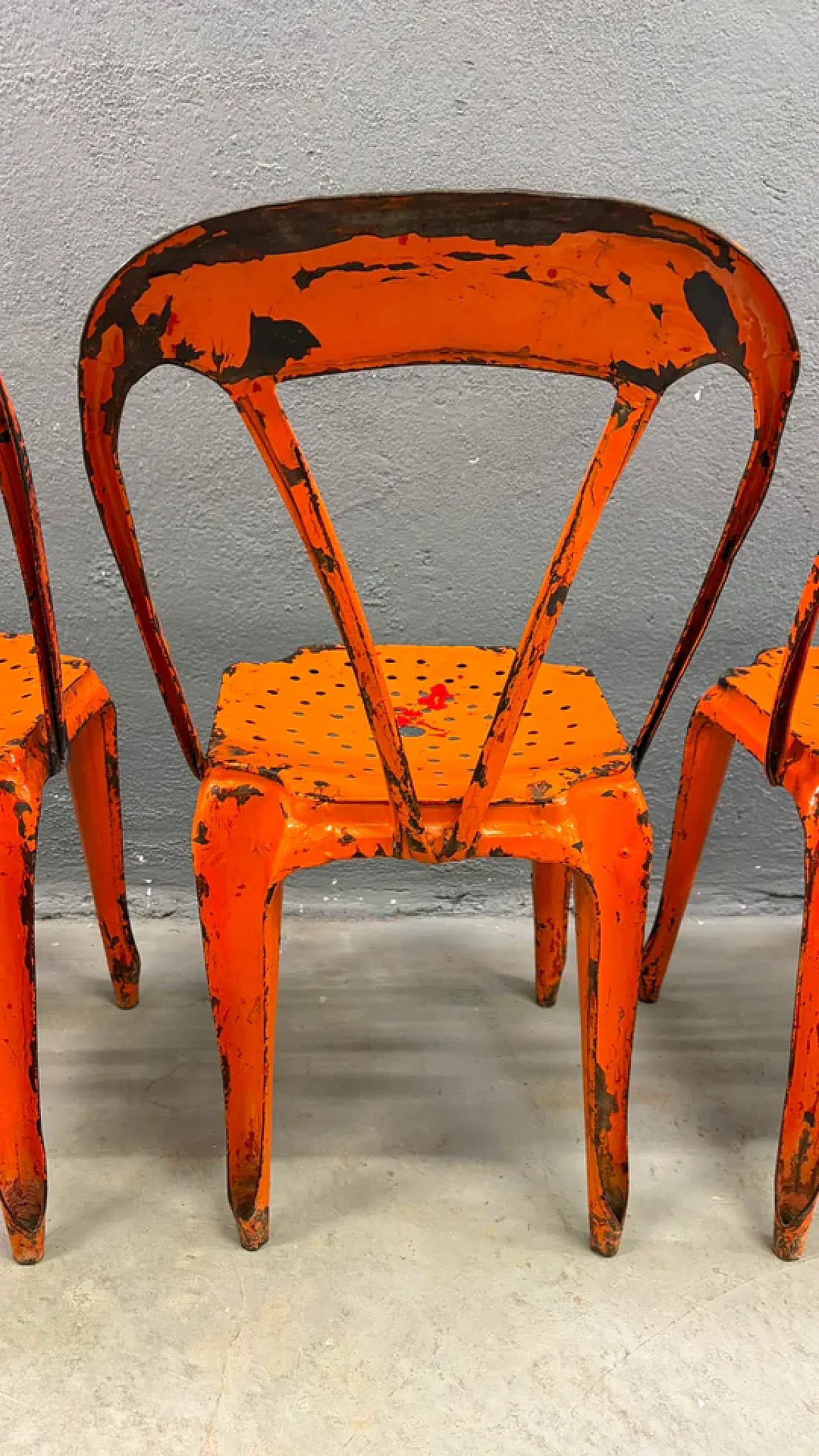 4 Industrial metal chairs by Joseph Mathieu in painted steel, 1920s 17