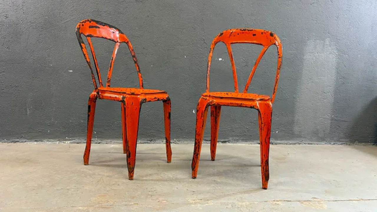 Pair of Industrial metal chairs by Joseph Mathieu, 1920s 2
