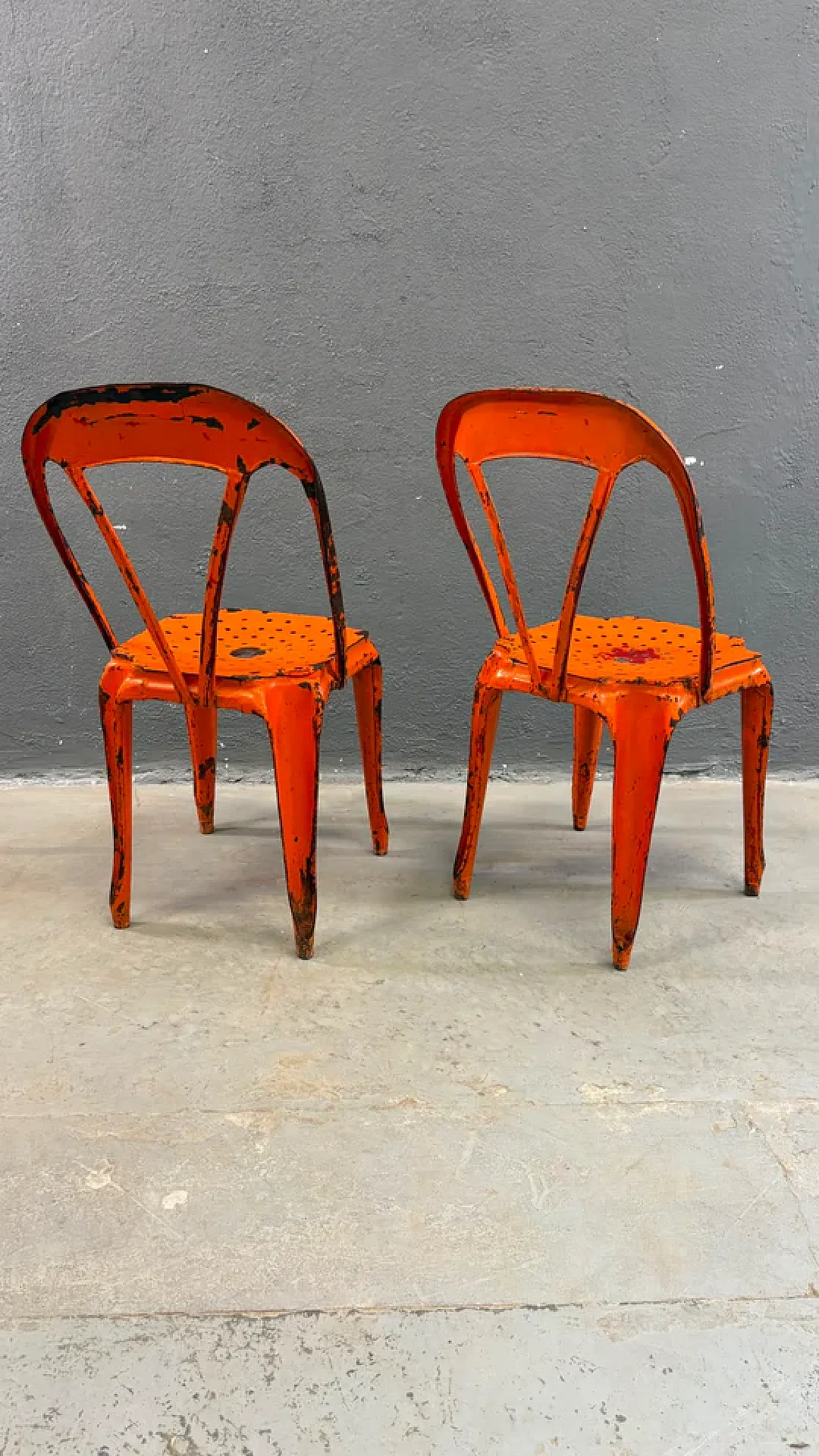 Pair of Industrial metal chairs by Joseph Mathieu, 1920s 3