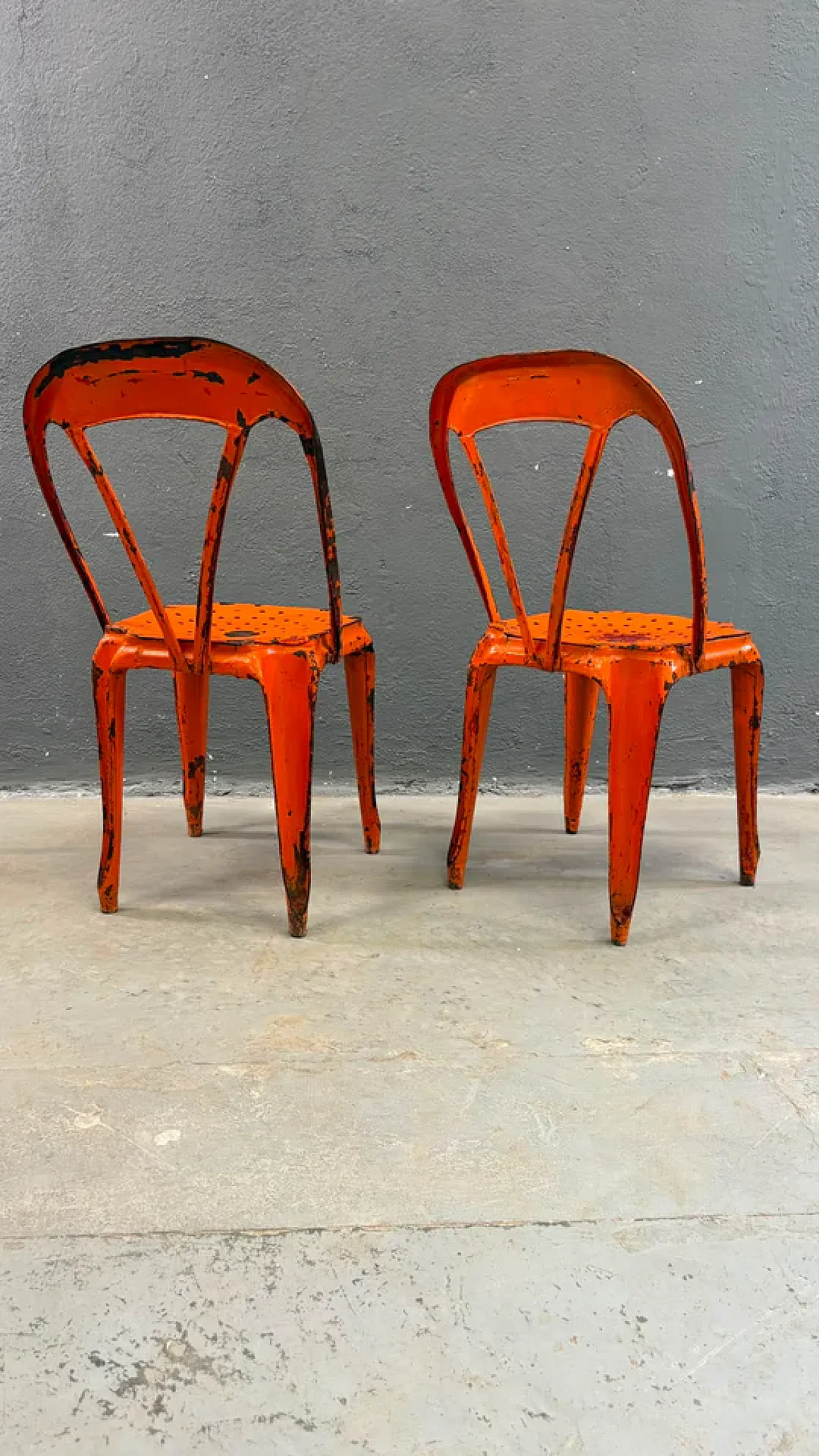 Pair of Industrial metal chairs by Joseph Mathieu, 1920s 4