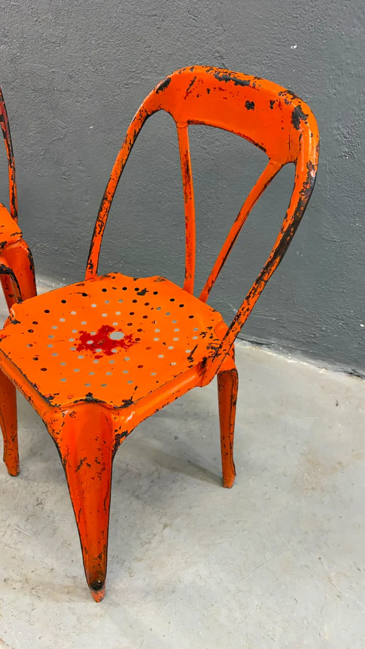 Pair of Industrial metal chairs by Joseph Mathieu, 1920s 7