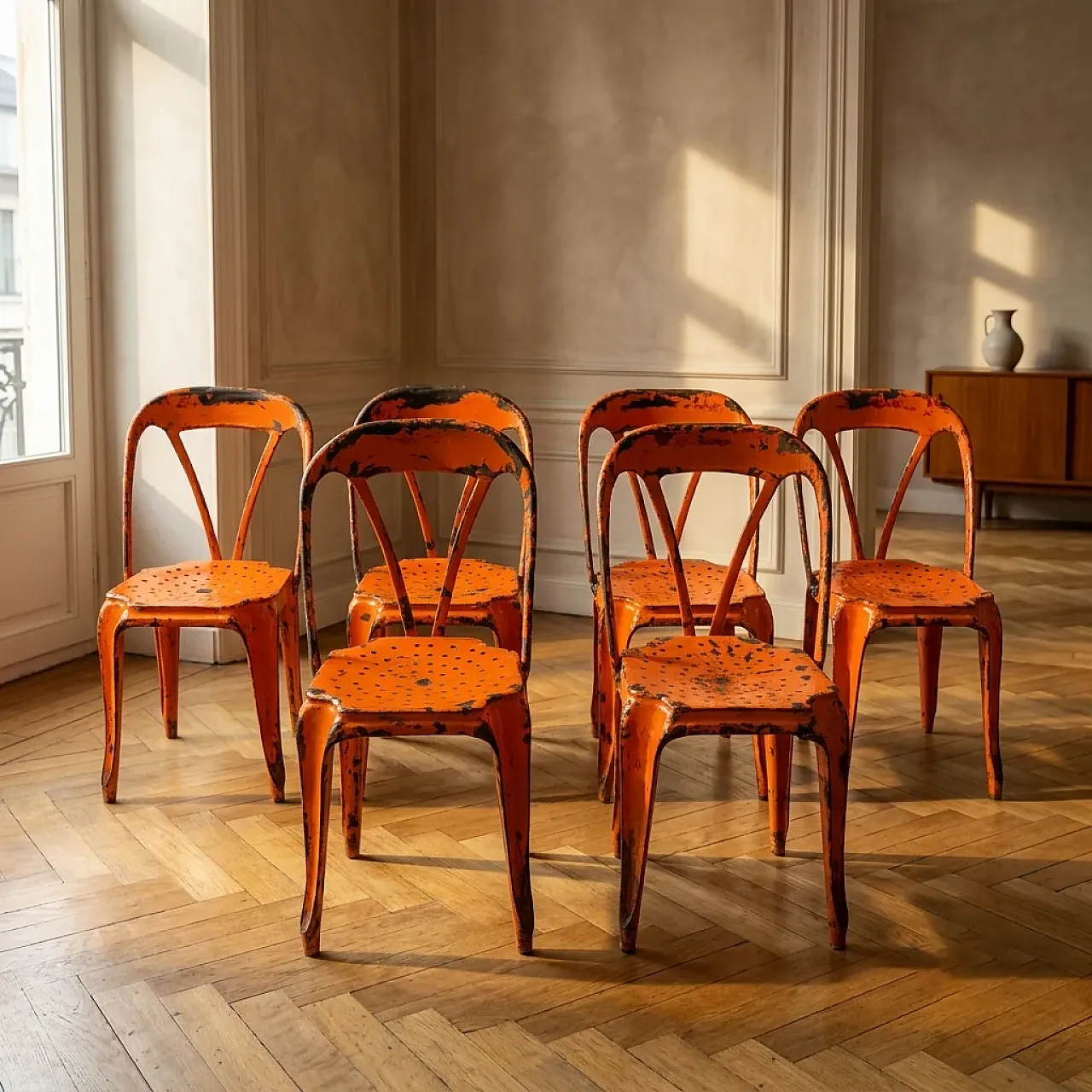 6 Industrial chairs by Joseph Mathieu, 1920s 1