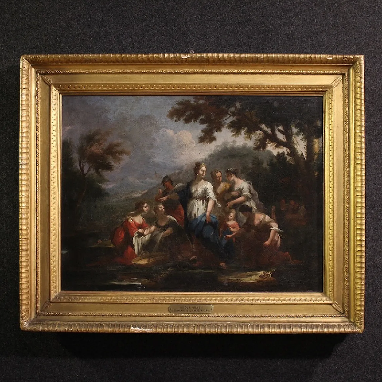 Venetian painting, Moses saved from the waters, 18th century 1