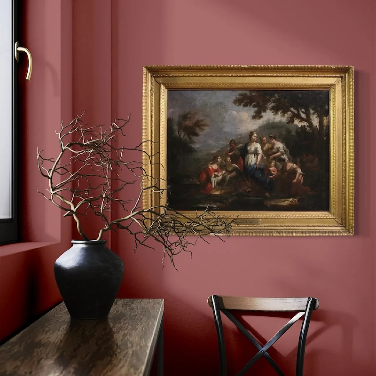 Venetian painting, Moses saved from the waters, 18th century 5