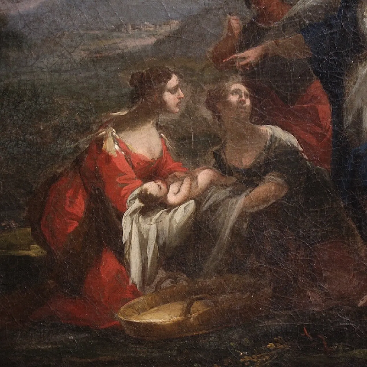 Venetian painting, Moses saved from the waters, 18th century 6