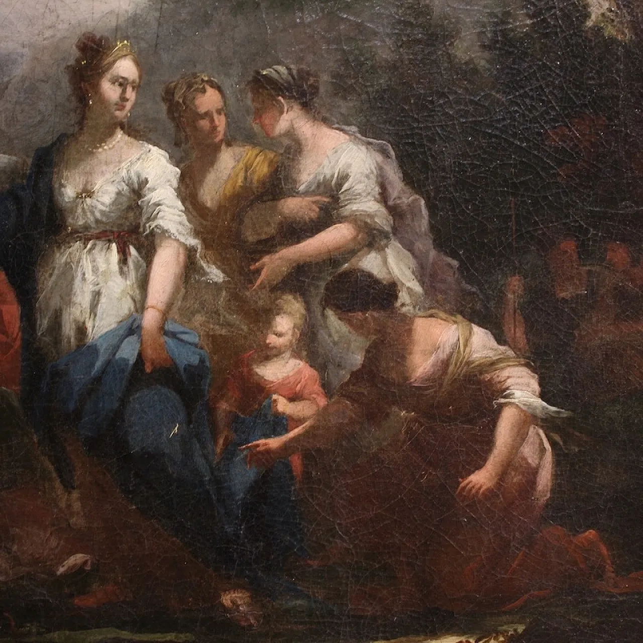 Venetian painting, Moses saved from the waters, 18th century 10