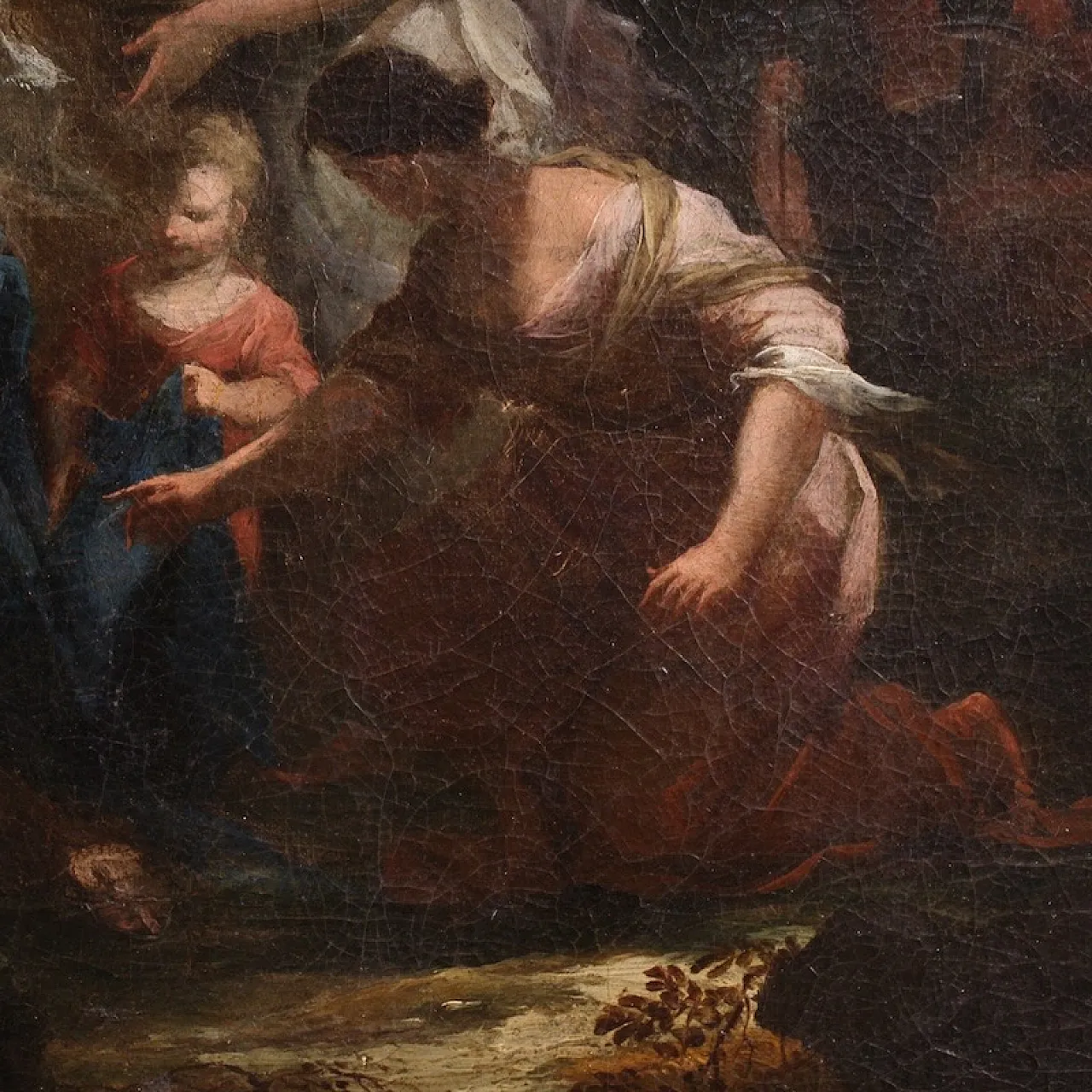 Venetian painting, Moses saved from the waters, 18th century 13