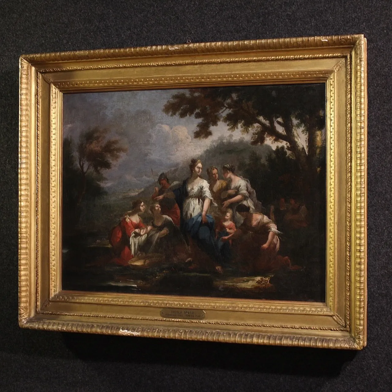 Venetian painting, Moses saved from the waters, 18th century 14