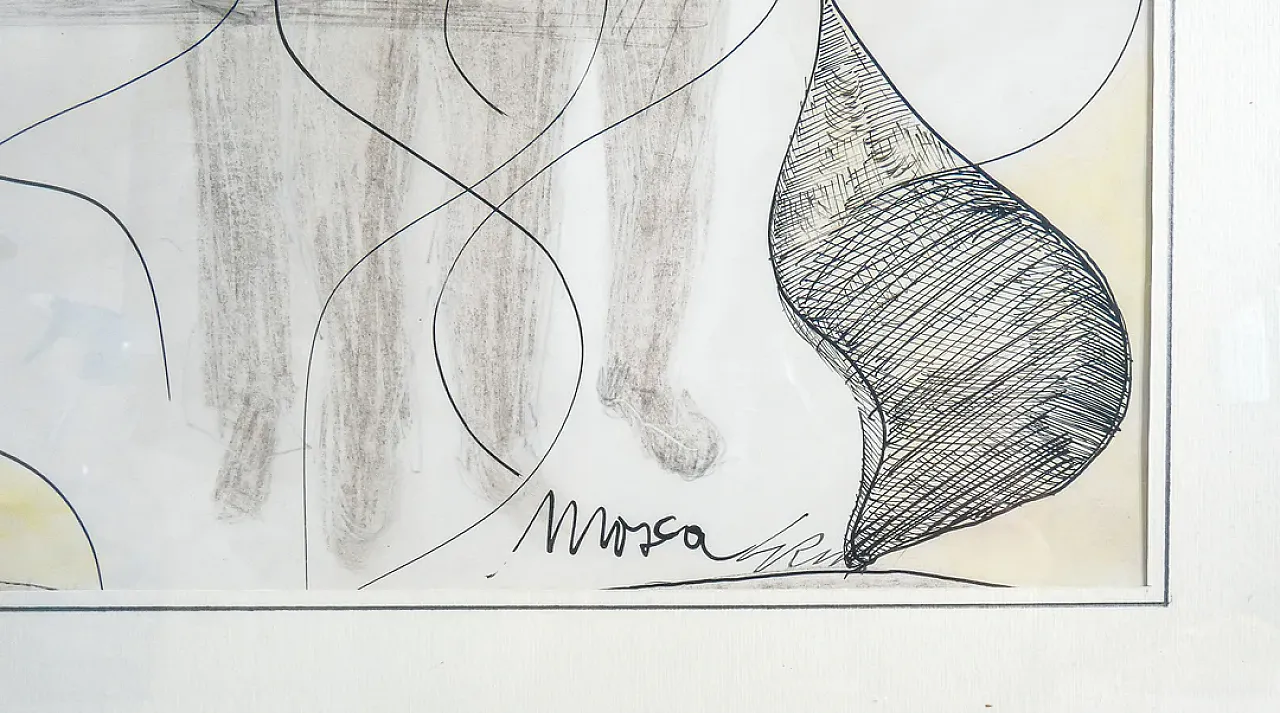 Mosca di Ezio Gribaudo, tecnica mista a carta, anni '70 3