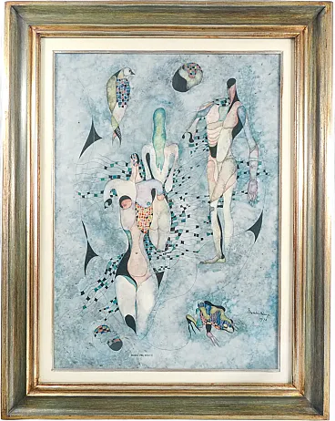 Figure del bosco di Ermanno Metelerkamp, china su carta, 1970s