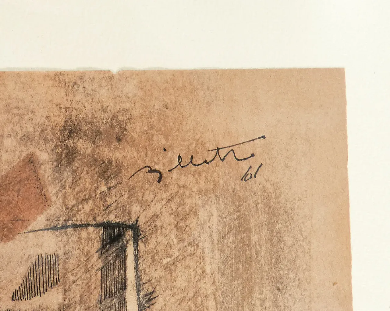 Figura di Alfredo Billetto, tecnica mista su carta, anni '60 5