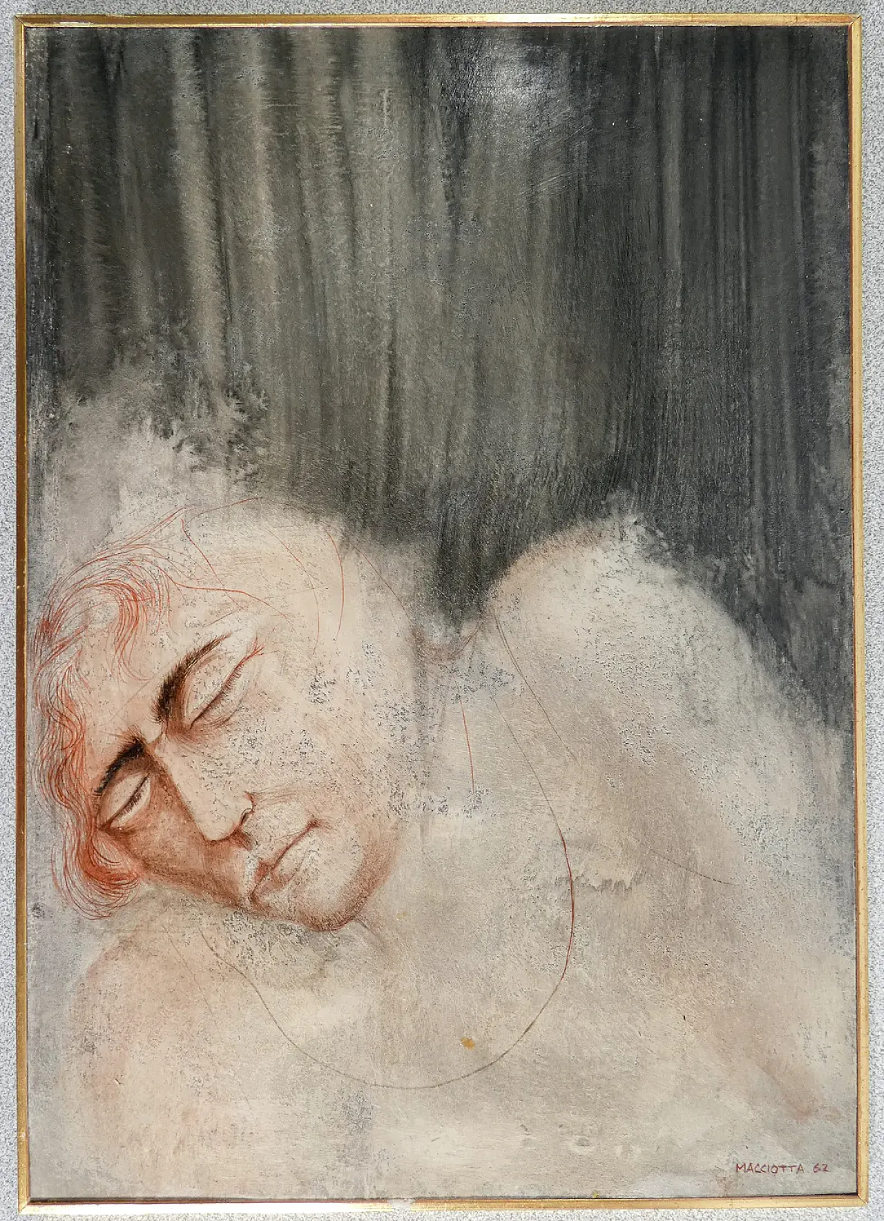 Figura di Giovanni Macciotta, tecnica mista su carta, anni '60 1