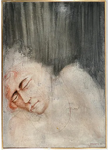 Figura di Giovanni Macciotta, tecnica mista su carta, anni '60