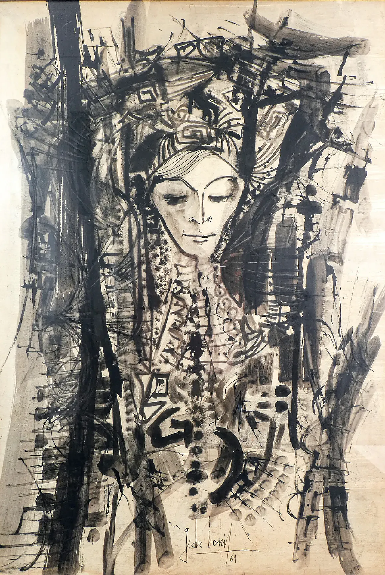 Figura di Guido De Bonis, acquerello, anni '60 2