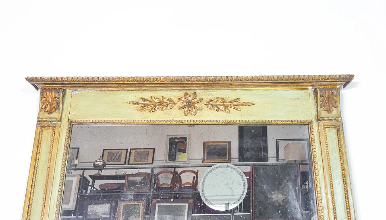 Consolle con specchiera e cassetto in legno massello laccato, '800 9