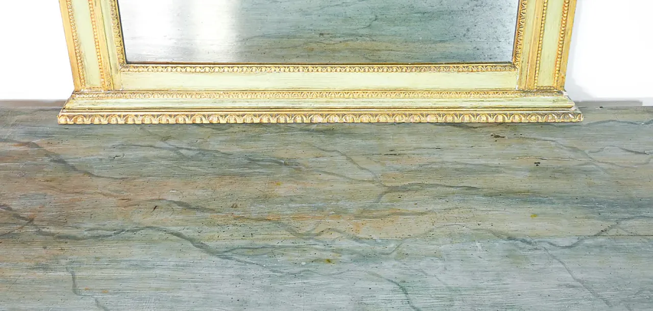 Consolle con specchiera e cassetto in legno massello laccato, '800 10