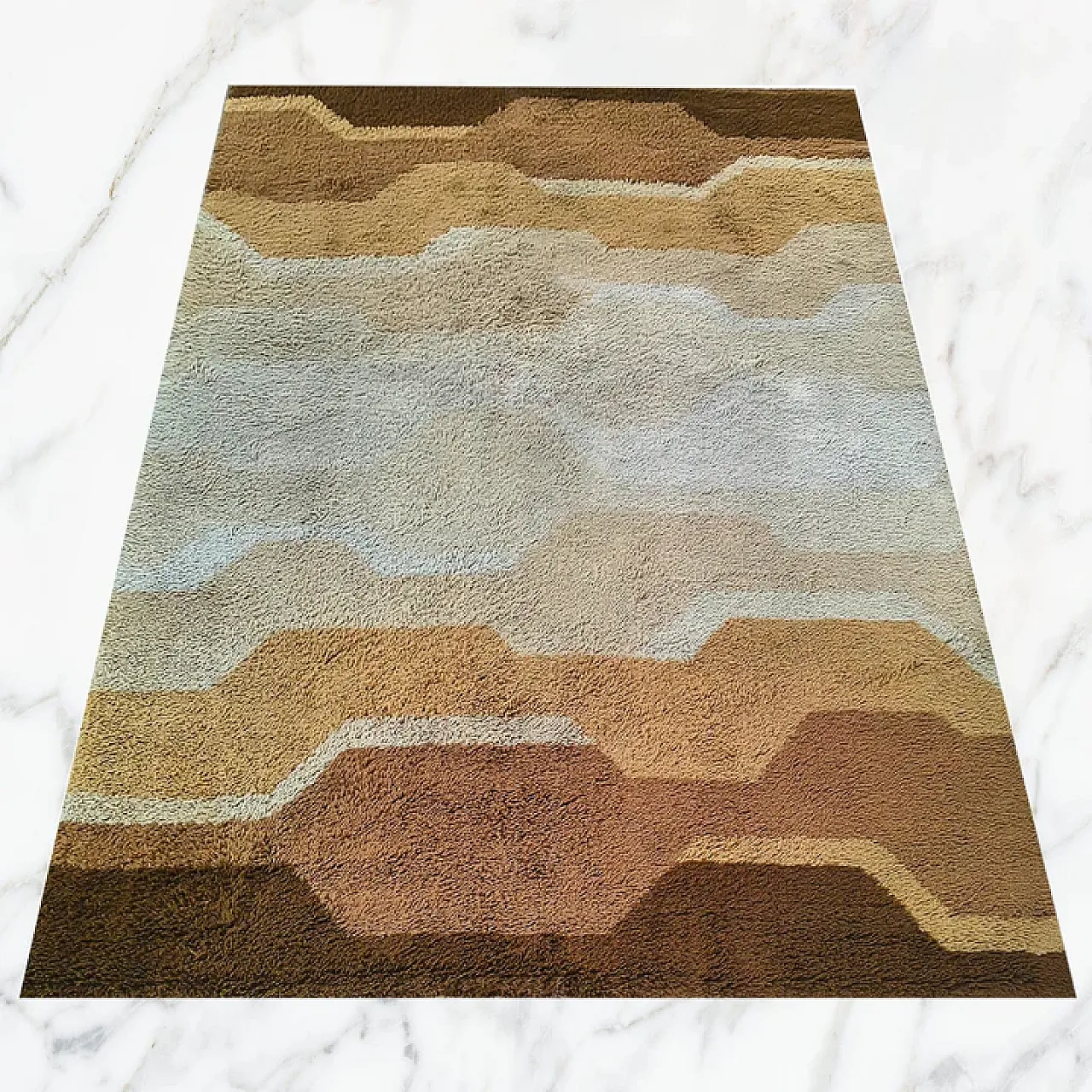 Mid-Century Modern space age wool rug with geometric pattern, 1970s 2