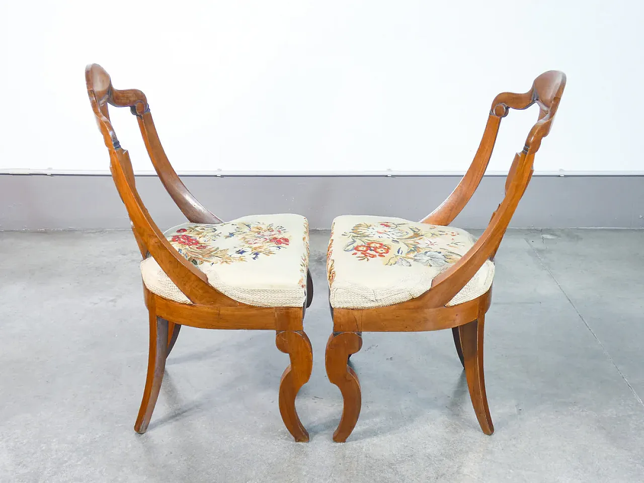 Coppia di sedie Impero in legno di noce, '800 6