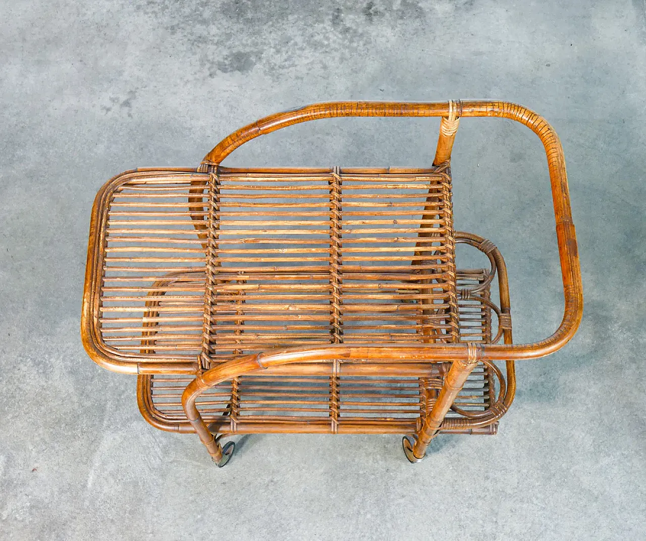 Carrello portavivande in legno di bambù, anni '70 10