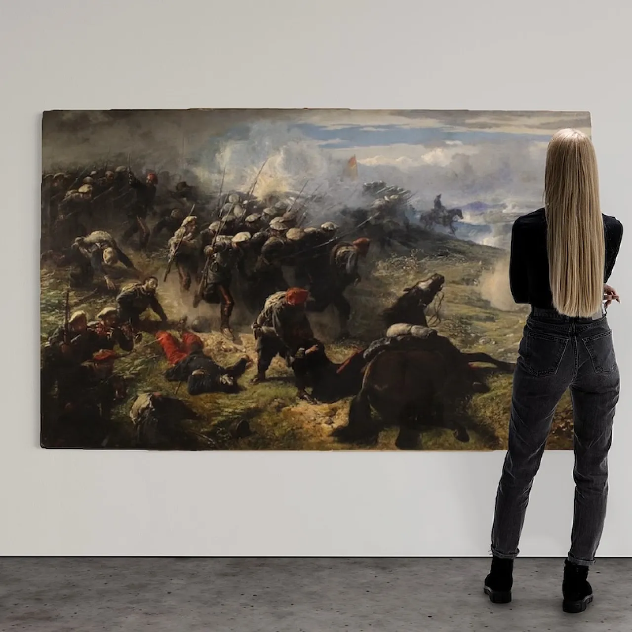 Great battle, painting signed H.P., 19th century 2