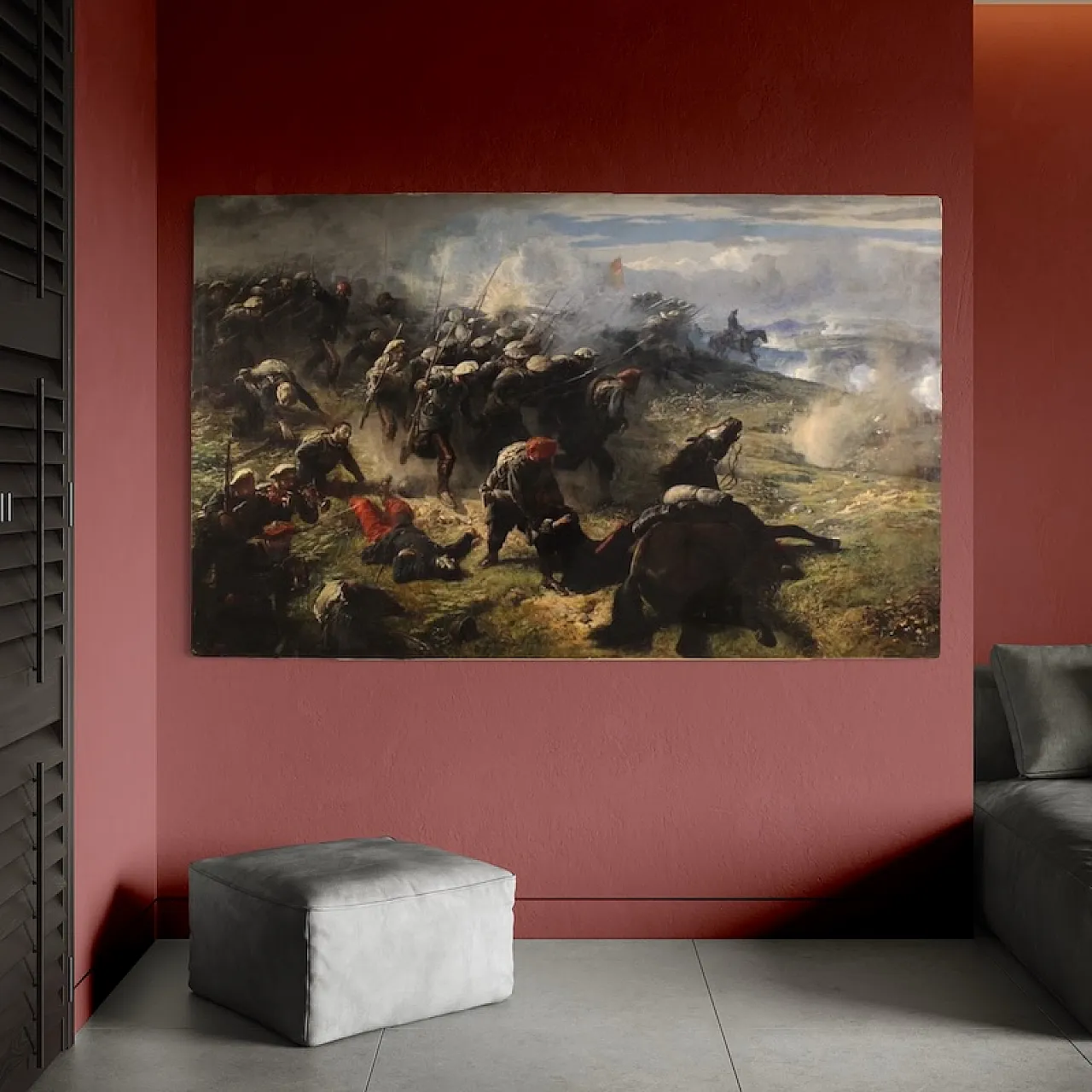 Great battle, painting signed H.P., 19th century 5