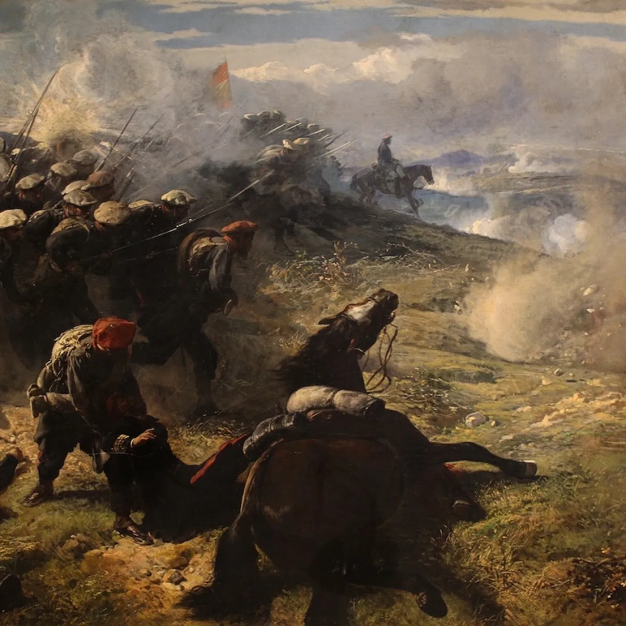 Great battle, painting signed H.P., 19th century 6