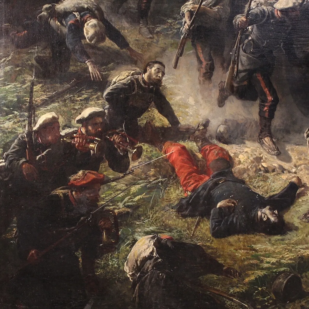 Great battle, painting signed H.P., 19th century 8