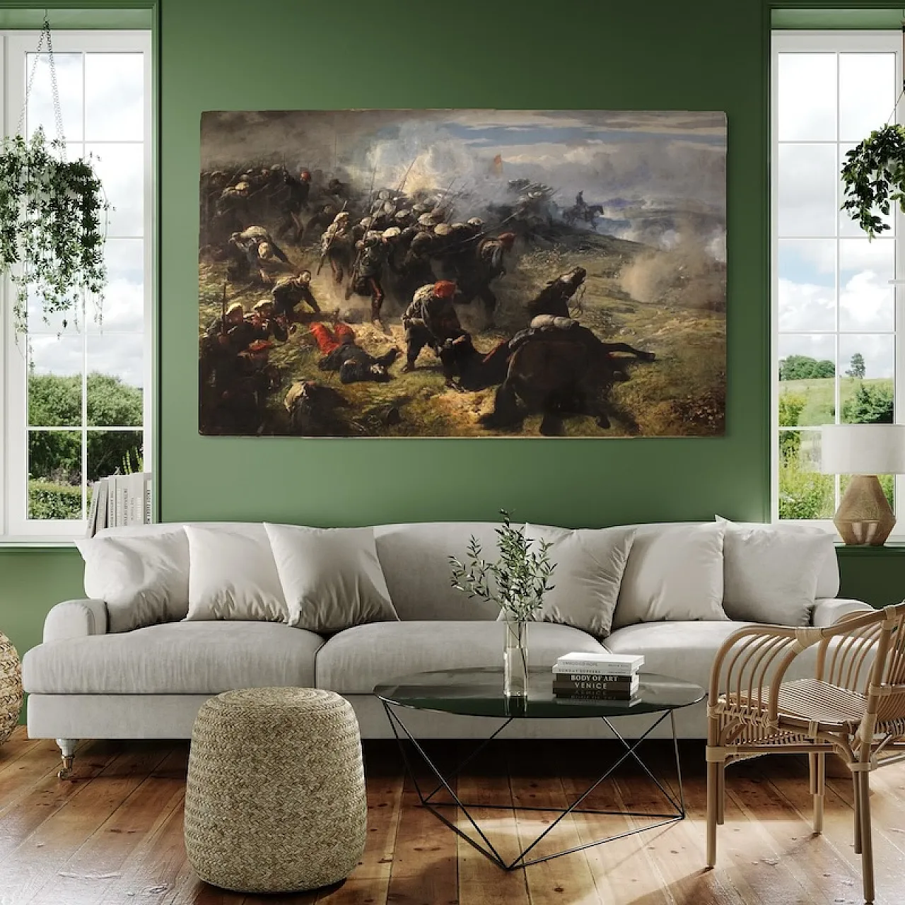 Great battle, painting signed H.P., 19th century 9
