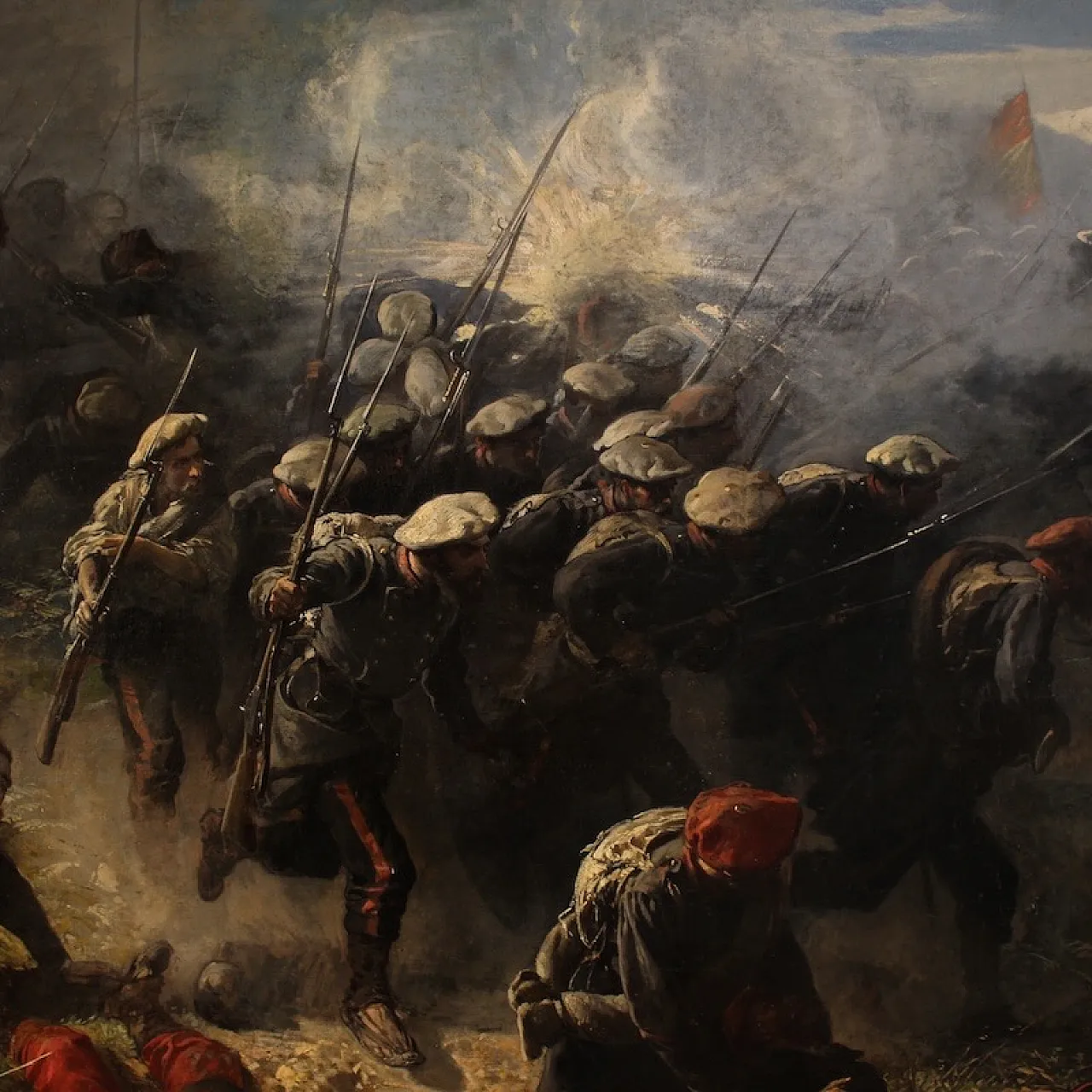 Great battle, painting signed H.P., 19th century 10