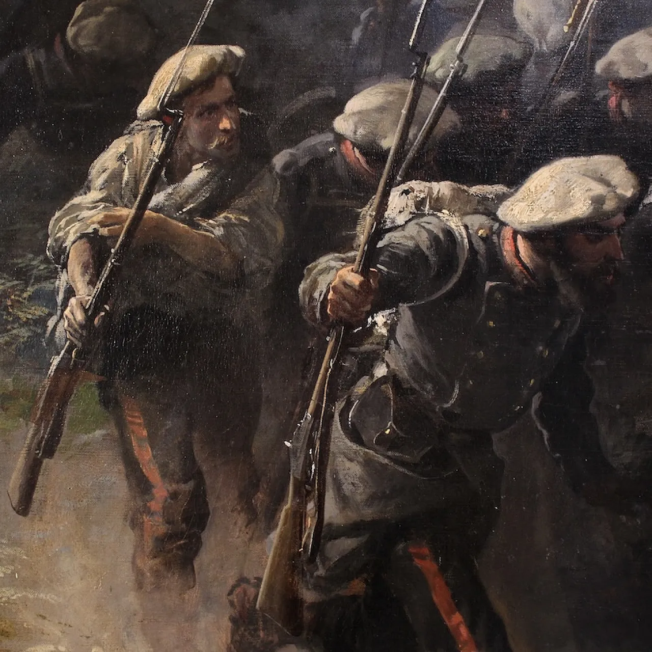 Great battle, painting signed H.P., 19th century 12