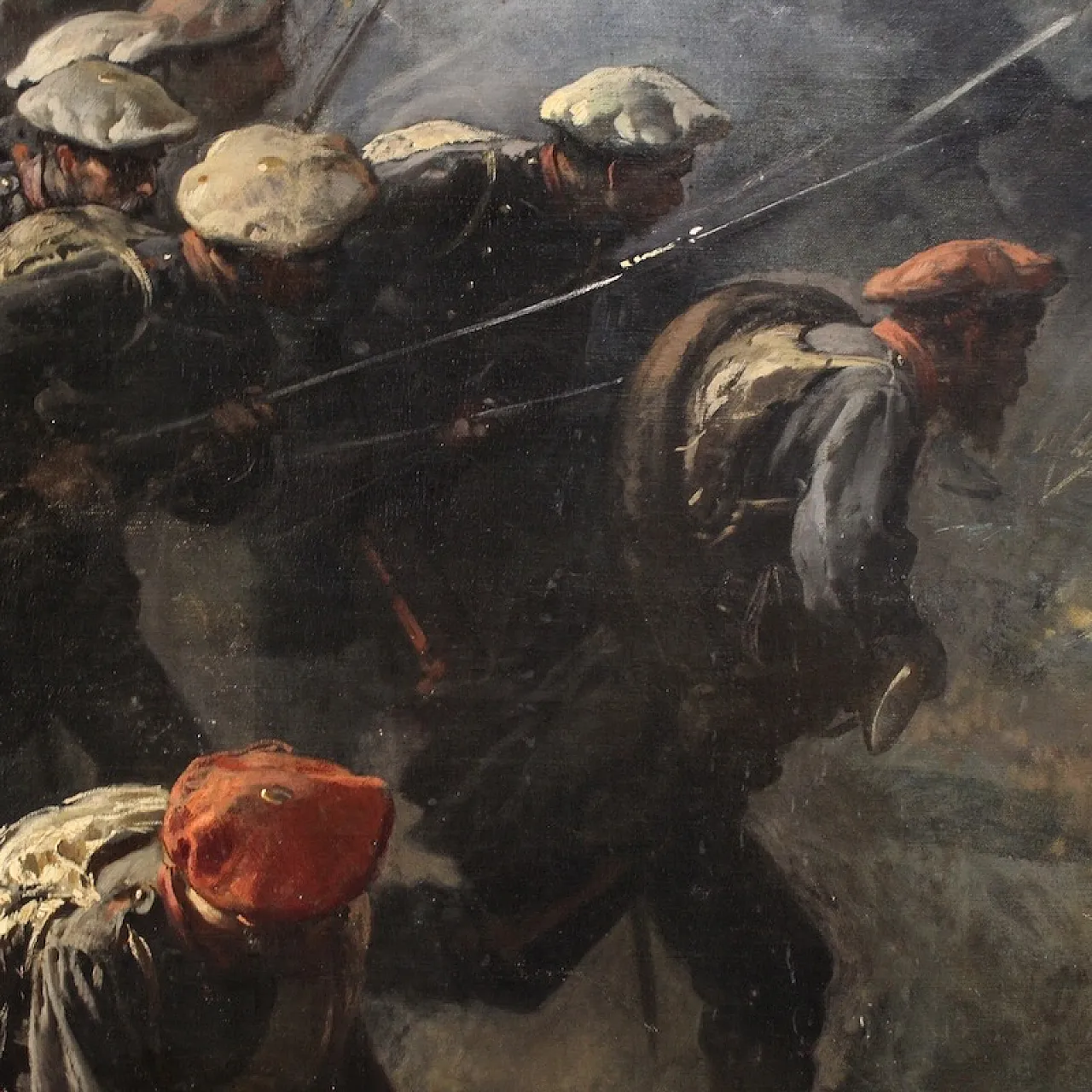 Great battle, painting signed H.P., 19th century 14