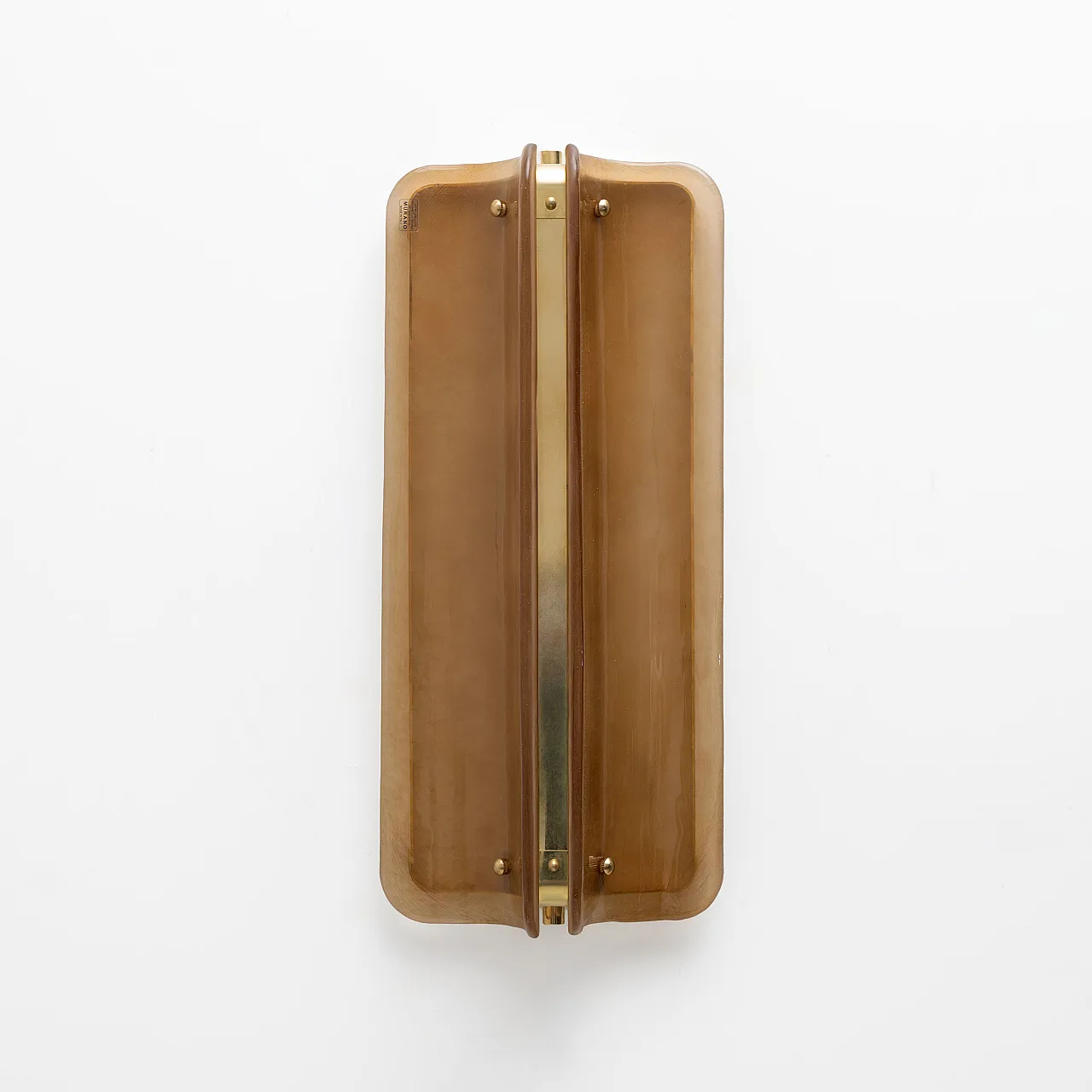 Pair of curved wall sconces in amber Murano glass, 2000s 2
