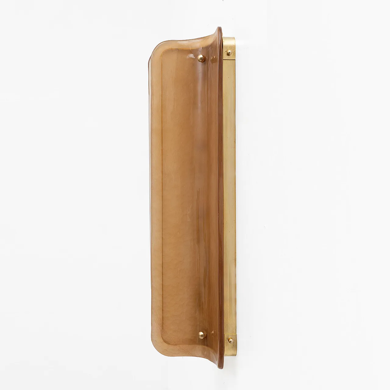 Pair of curved wall sconces in amber Murano glass, 2000s 4